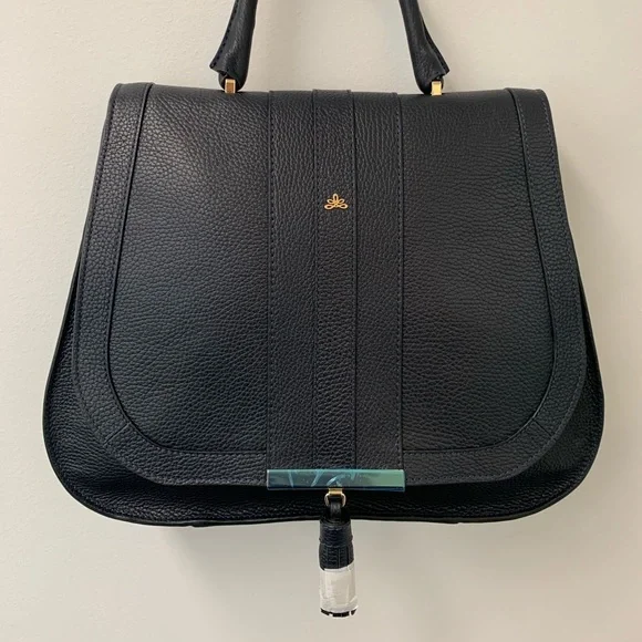 DeMellier Midnight Blue Satchel with Gold Details - Picture 3 of 10